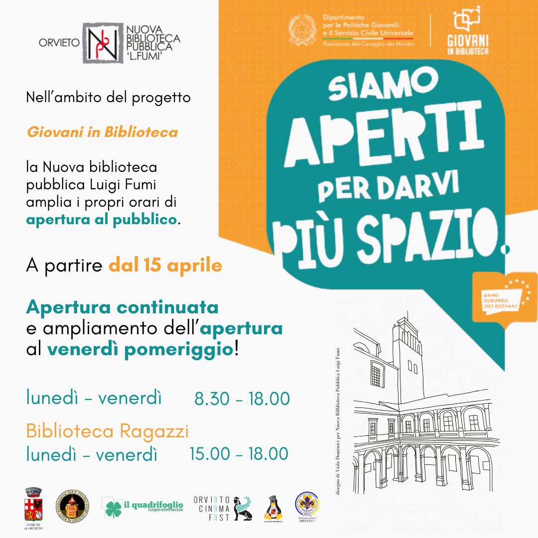 Giovani in biblioteca: nuovi orari di apertura da luned&igrave; 15 aprile