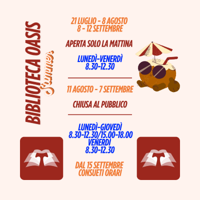 Chiusura Estiva Biblioteca Oasis