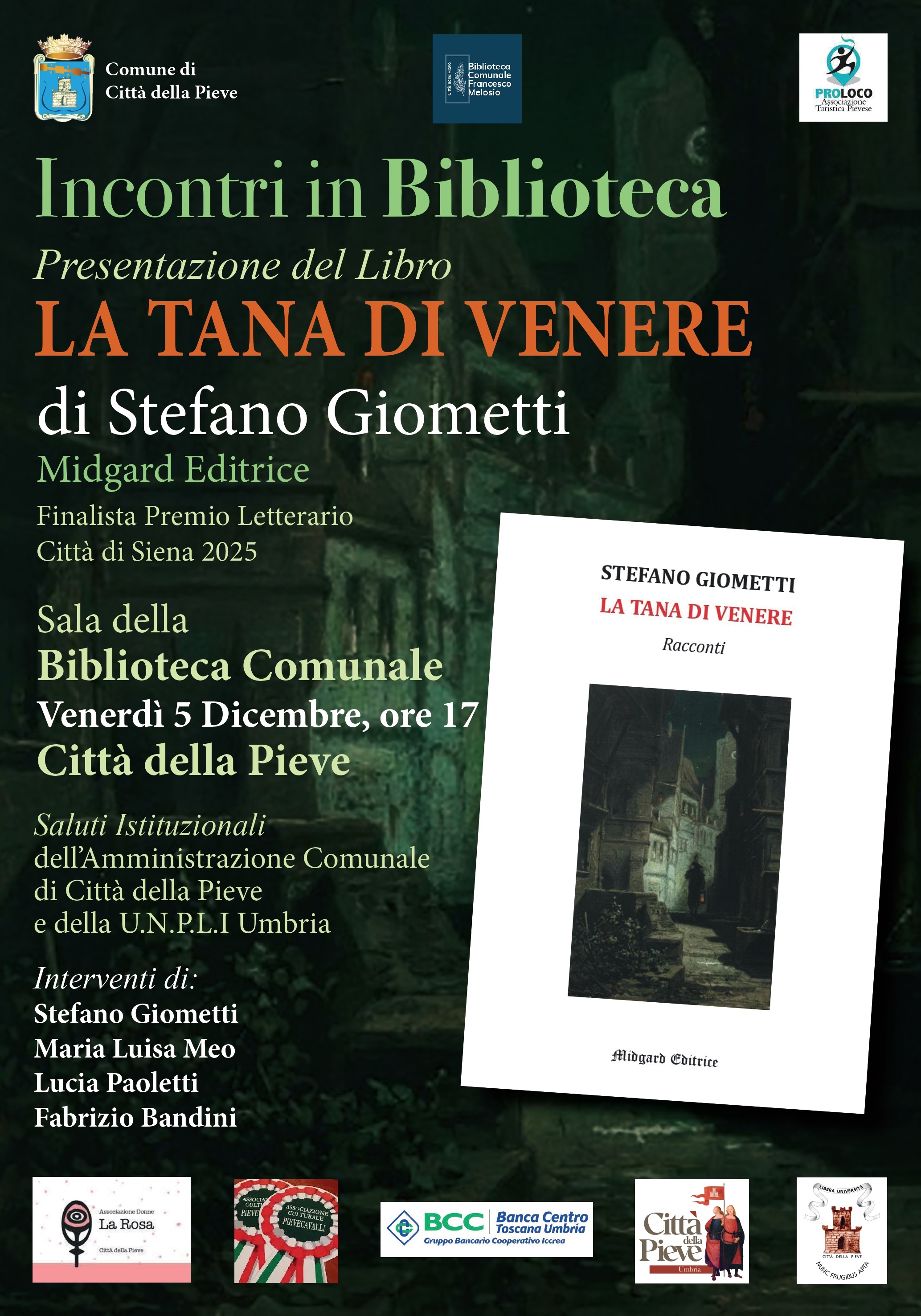 Incontri in Biblioteca &ndash; Presentazione del libro &ldquo;La tana di Venere&rdquo; di Stefano Giometti