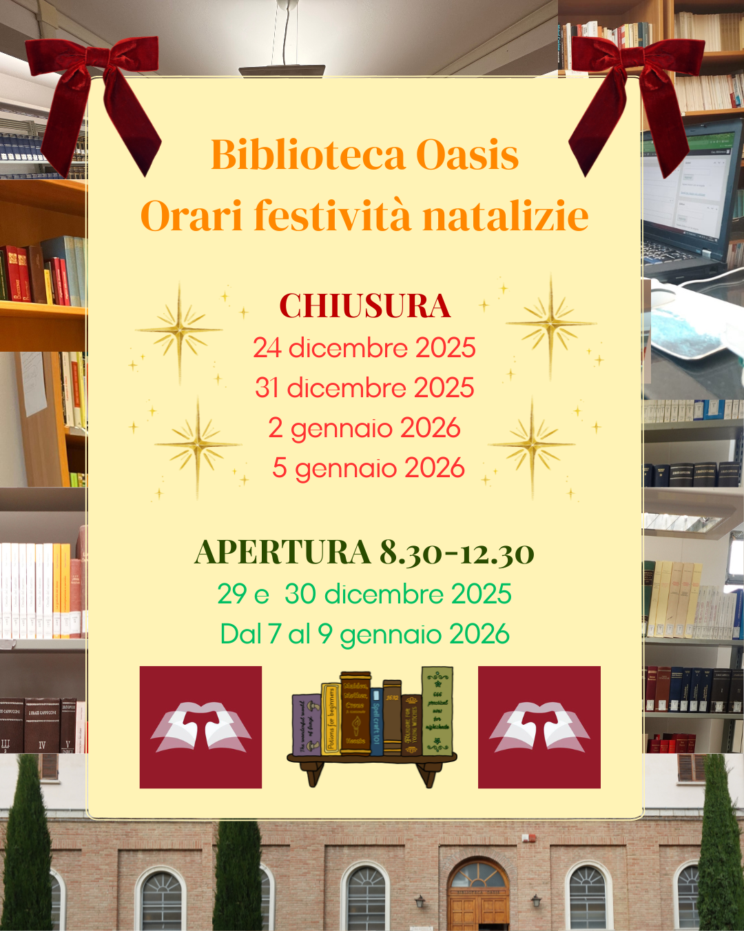 Chiusura festività natalizie 2025 della Biblioteca Oasis