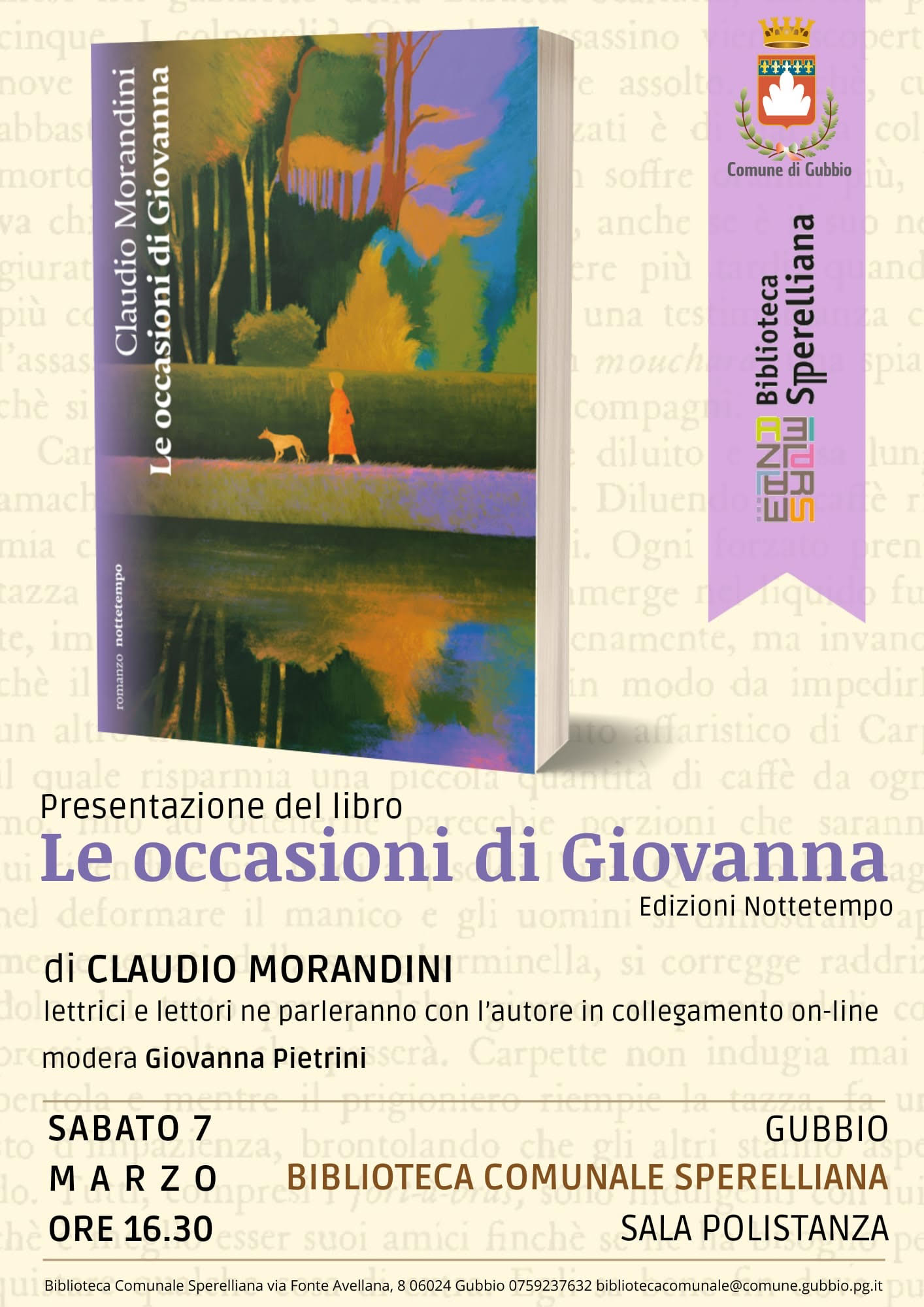 Presentazione del libro "Le occasioni di Giovanna" di Claudio Morandini