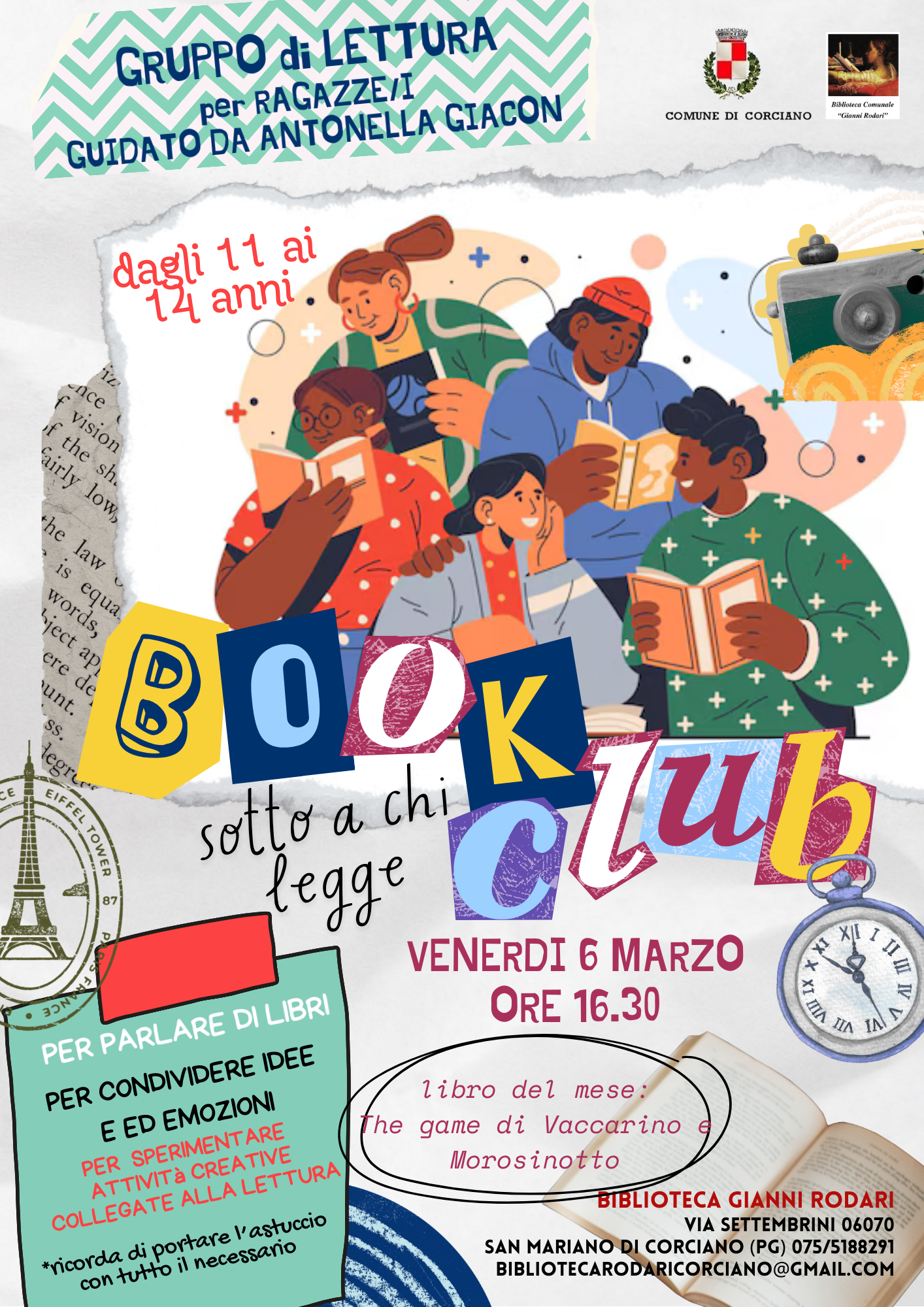 GRUPPO DI LETTURA PER RAGAZZI, Sotto a chi legge con Antonella Giacon