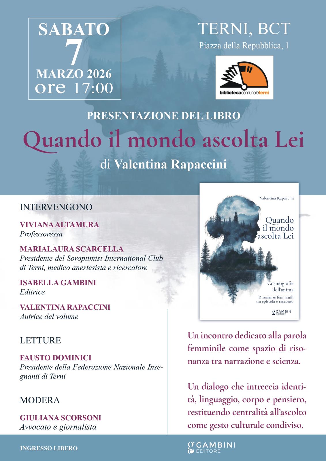 Quando il mondo ascolta Lei: cosmografie dell'anima. Risonanze femminili tra epistola e racconto (Ga