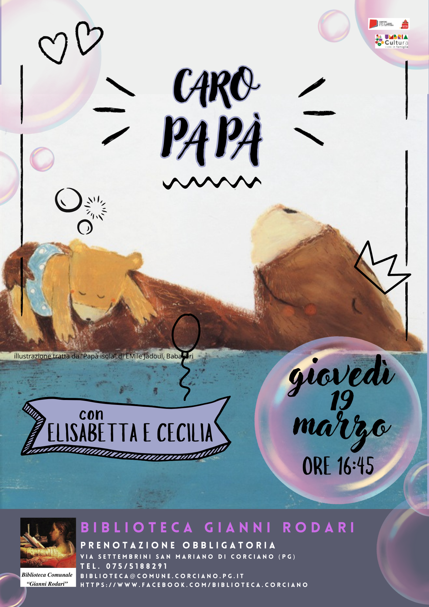 &ldquo;Caro pap&agrave;&rdquo; Un incontro speciale di letture dedicate ai pap&agrave;, con Elisabetta e Cecilia.