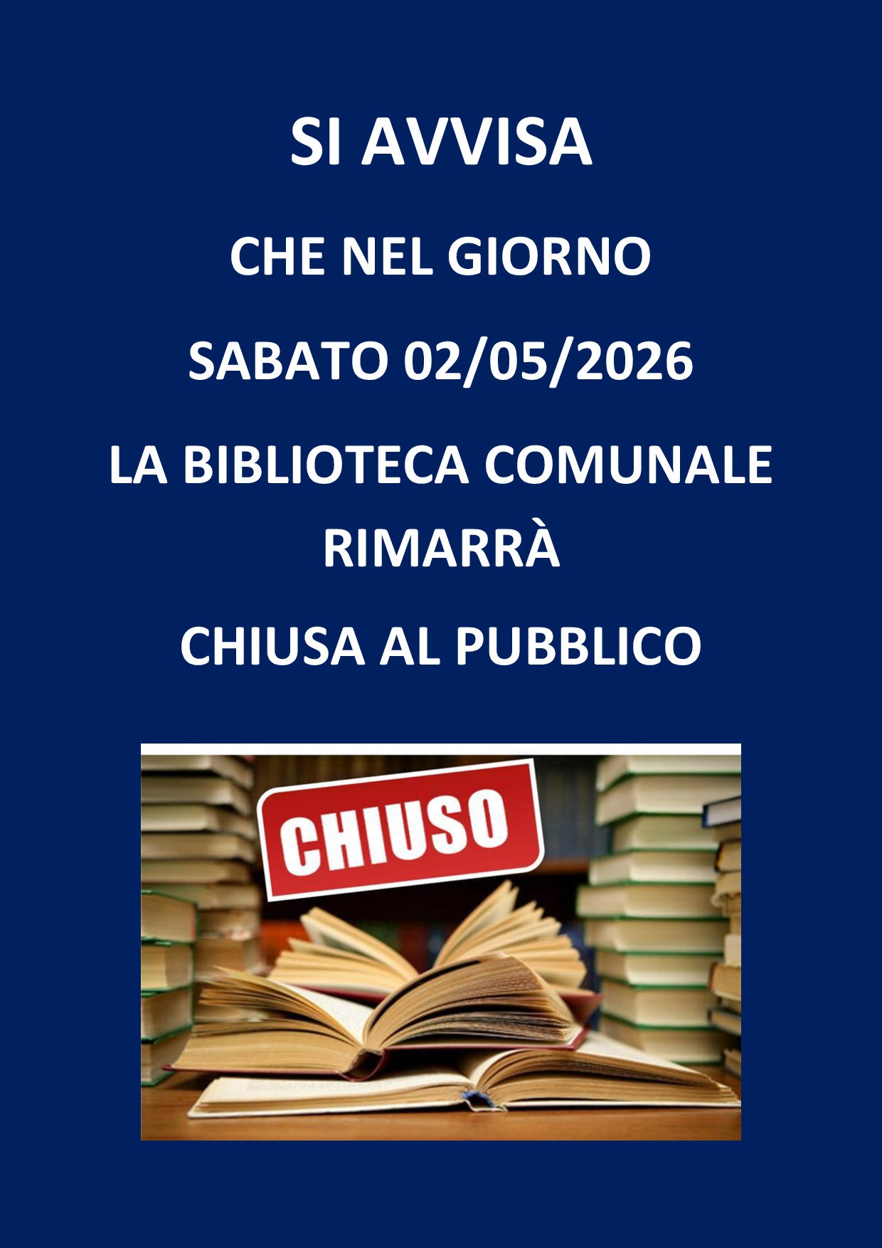 Chiusura Biblioteca Comunale "F. Melosio".