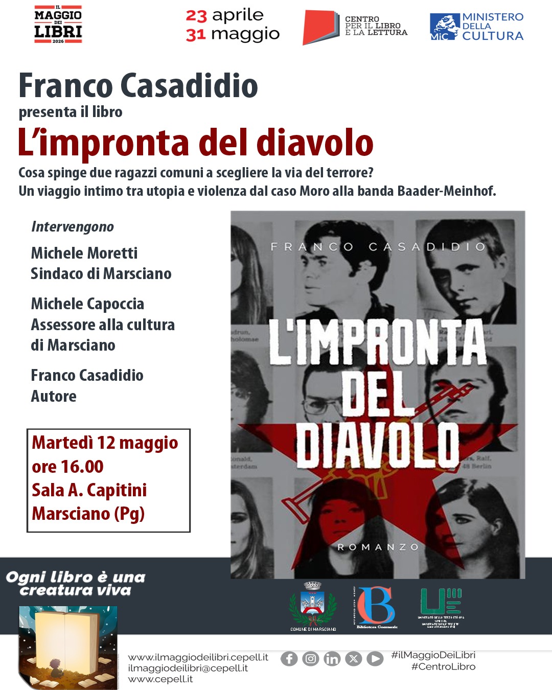 "Il Maggio dei Libri 2026" &ndash; Presentazione del libro "L'impronta del diavolo" di Franco Casadidio