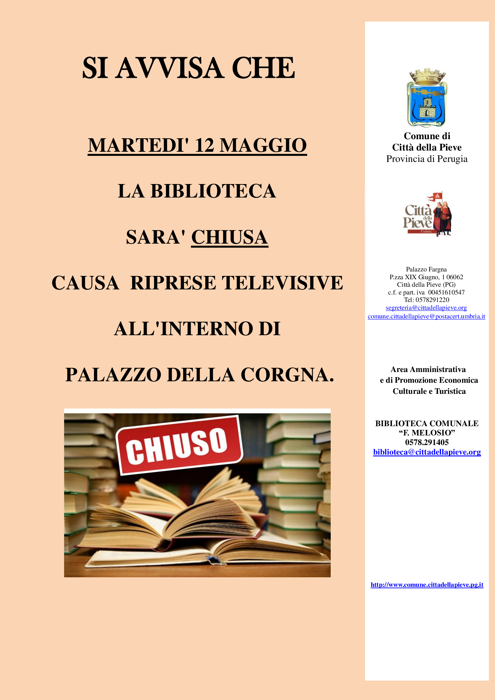 Chiusura Biblioteca 12 maggio