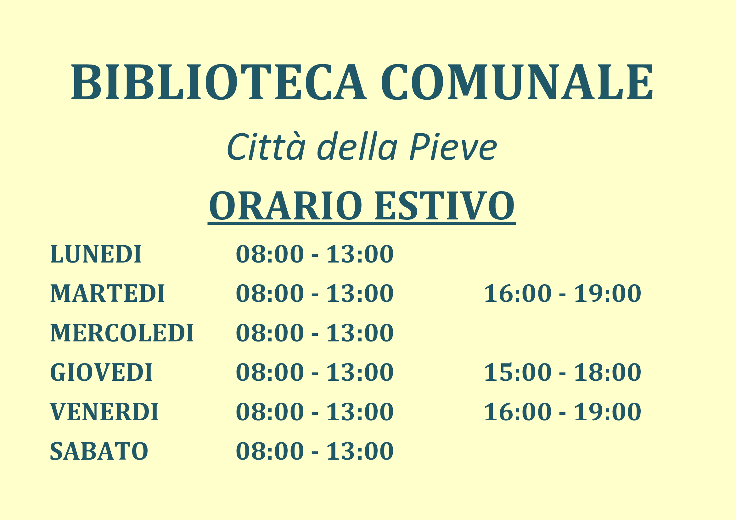 Comunicazione orario estivo.